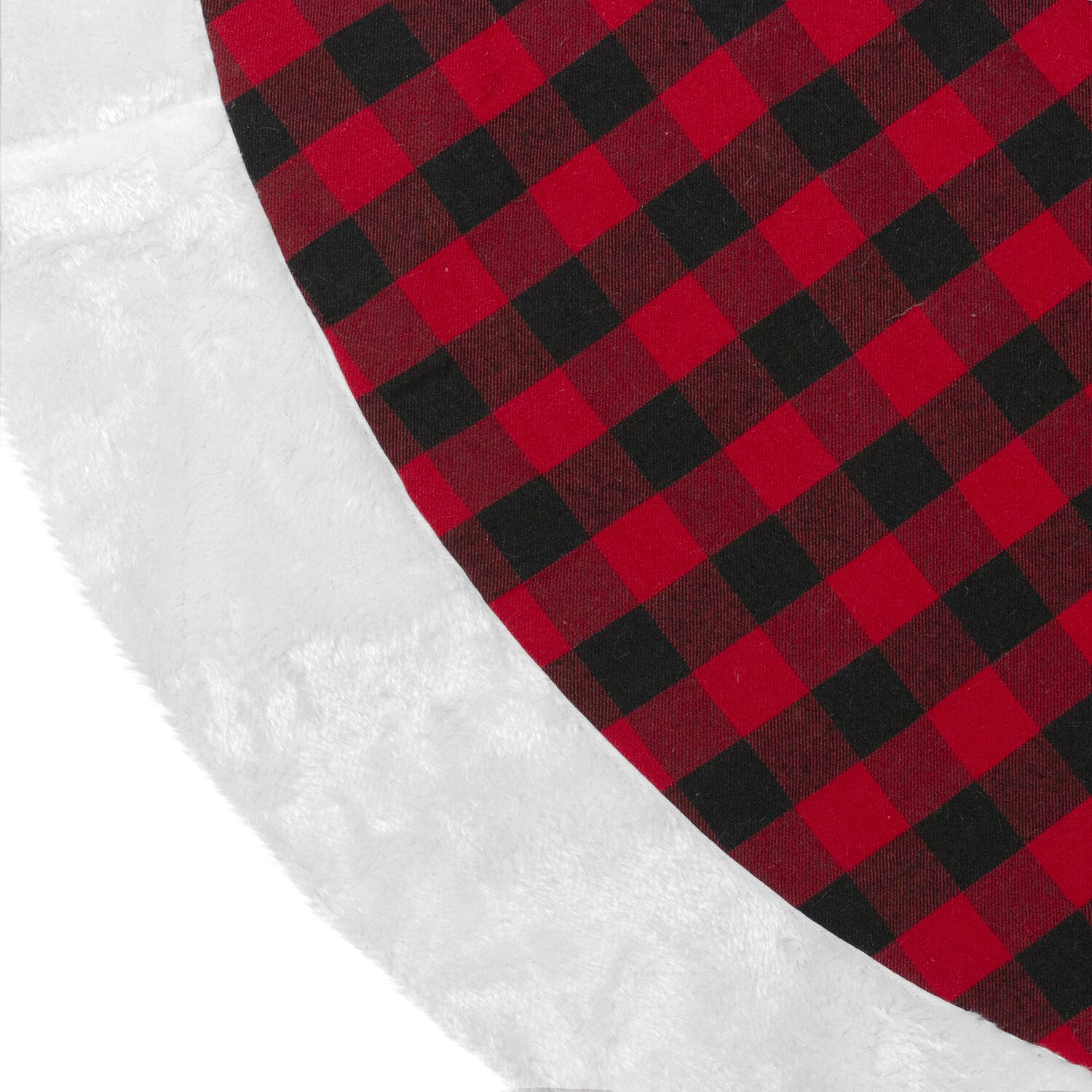 Northlight 48" Buffalo Plaid With Faux Fur Trim Indoor Tree Skirt