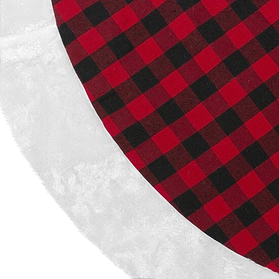 Northlight 48" Buffalo Plaid With Faux Fur Trim Indoor Tree Skirt