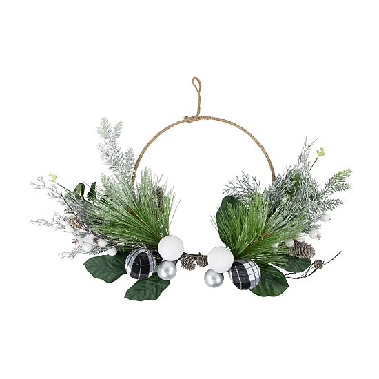 Northlight 18" Real Touch™️ Winter Greenery With Pinecones Artificial Wreath