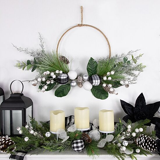 Northlight 18" Real Touch™️ Winter Greenery With Pinecones Artificial Wreath