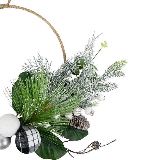 Northlight 18" Real Touch™️ Winter Greenery With Pinecones Artificial Wreath