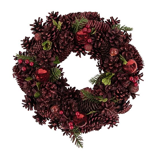 Northlight 14" Pinecone Berry And Ornament Wreath