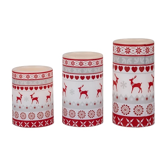 Northlight 6" Led Flameless Flickering Nordic Reindeer Wax Pillar Flameless Candle