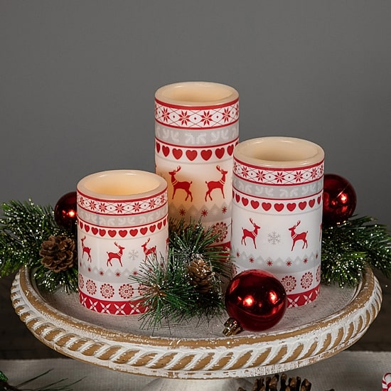 Northlight 6" Led Flameless Flickering Nordic Reindeer Wax Pillar Flameless Candle