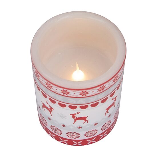 Northlight 6" Led Flameless Flickering Nordic Reindeer Wax Pillar Flameless Candle