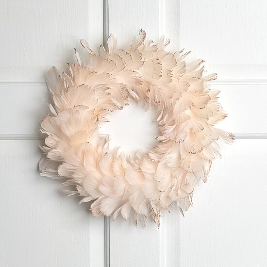Northlight 15" Glittered Feathers Wreath