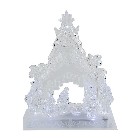 Northlight 11" Led Lighted Nativity Scene In Stable Acrylic Lighted Nativity Set
