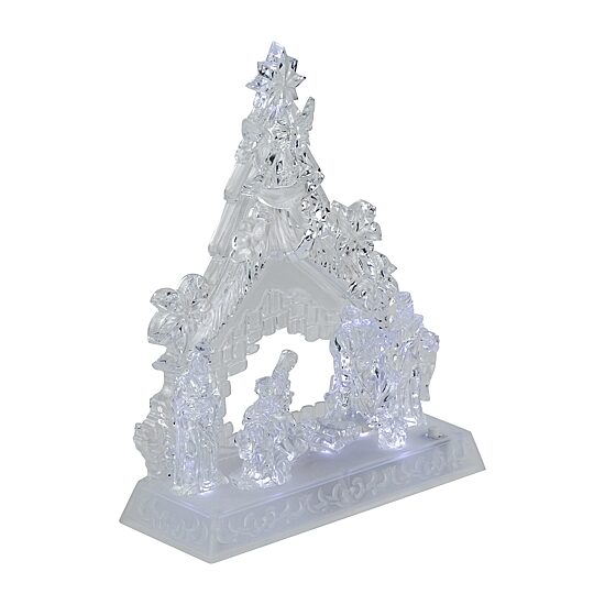 Northlight 11" Led Lighted Nativity Scene In Stable Acrylic Lighted Nativity Set