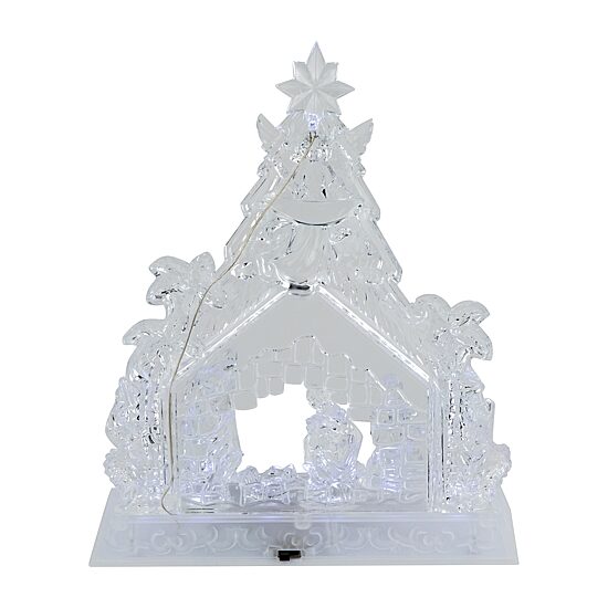 Northlight 11" Led Lighted Nativity Scene In Stable Acrylic Lighted Nativity Set
