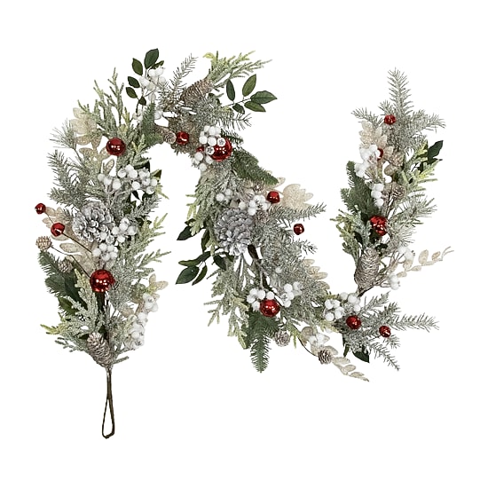 Northlight 6ft Frosted Pinecones And Berries Artificial Christmas Indoor Garland