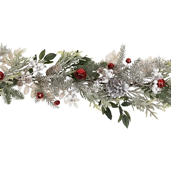 Northlight 6ft Frosted Pinecones And Berries Artificial Christmas Indoor Garland