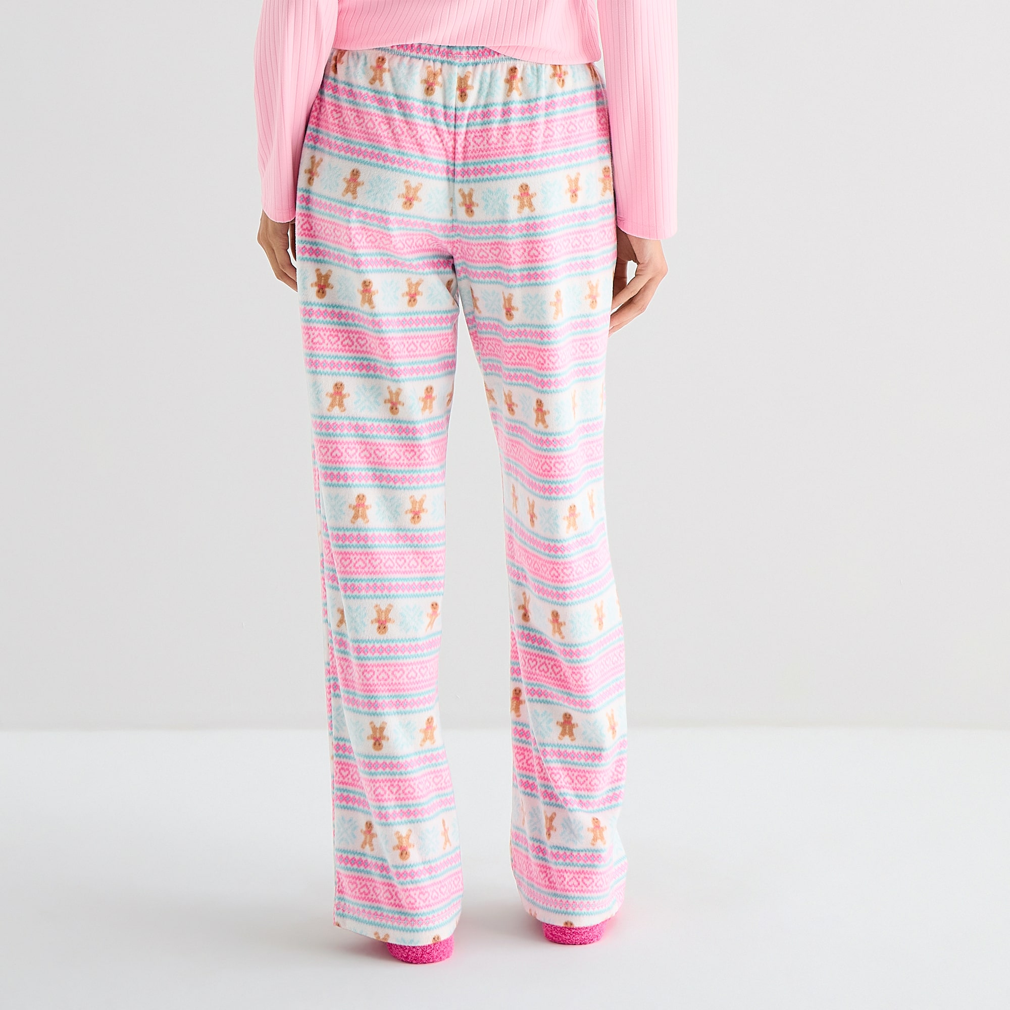 Sleep Chic With Sock Womens Fleece Pajama Pants