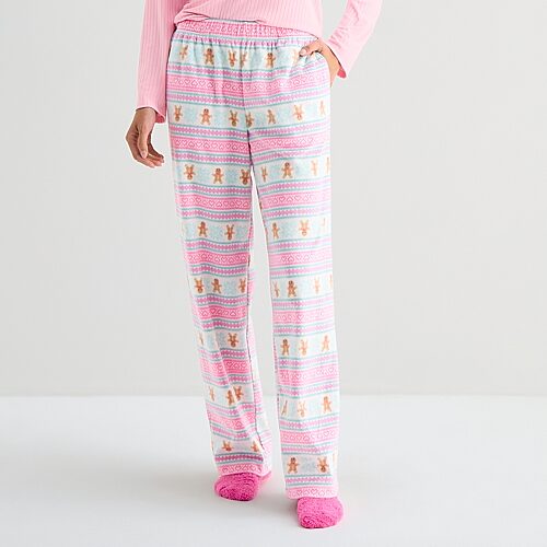 Sleep Chic With Sock Womens Fleece Pajama Pants In White
