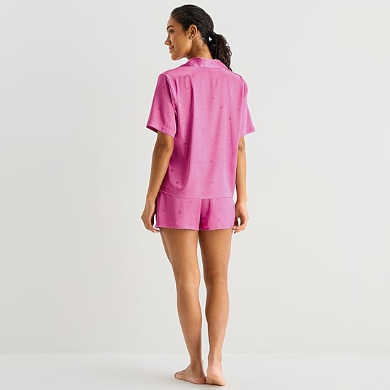 Ambrielle Womens Satin Short Sleeve 2-pc. Pajama Set