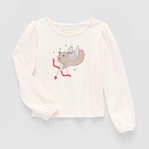 Thereabouts Little Girls Round Neck Long Sleeve Regular Fit Graphic T-Shirt, 6x, White
