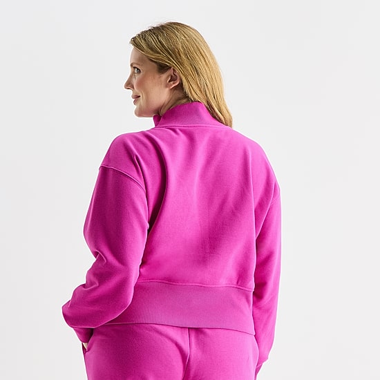Xersion Womens Classic French Terry Mock Neck Pullover Plus