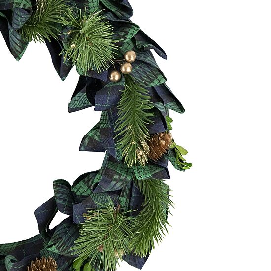 Northlight 18" Plaid Bow Artificial Pine Wreath