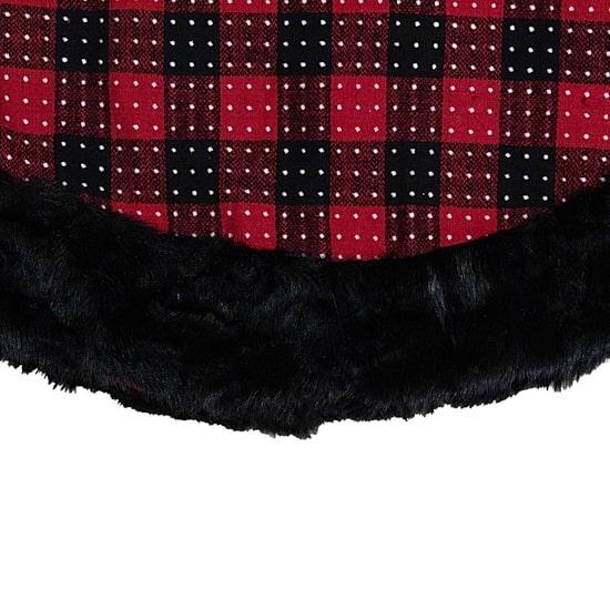 Northlight 48" Buffalo Plaid With Polka Dots And Faux Fur Border Indoor Tree Skirt