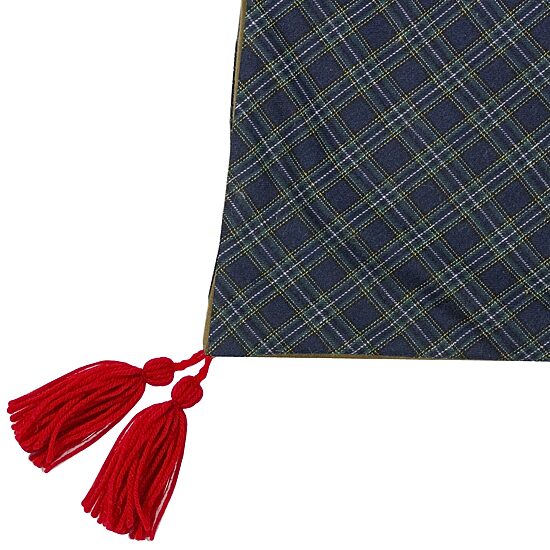 Northlight 48" Blue And Brown Burlap And Plaid Reindeer With Tassels Indoor Tree Skirt