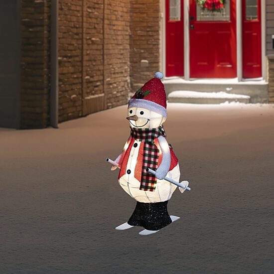 Northlight 24" Led Lighted Animated Skiing Snowman Christmas Yard Art