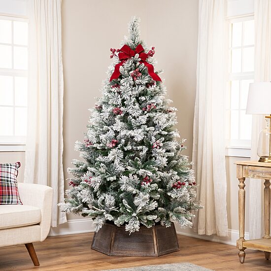 Northlight 7ft Heavily Flocked Whittaker Spruce Full 6 1/2 Foot Flocked Spruce Christmas Tree