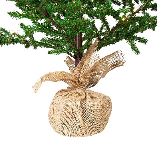 Northlight 4ft Pre Lit With Pinecones And Burlap Base 4 Foot Pre-Lit Pine Christmas Tree
