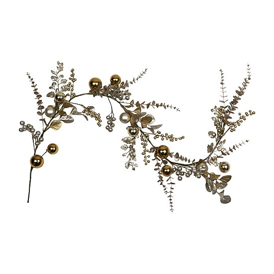 Northlight 6ft Glittered Mixed Leaves And Berries Christmas Indoor Garland