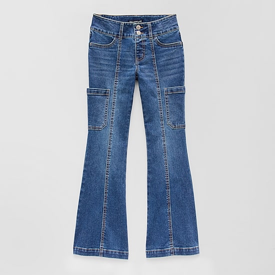 Vanilla Star Big Kid Girls Cargo Flare Leg Jean