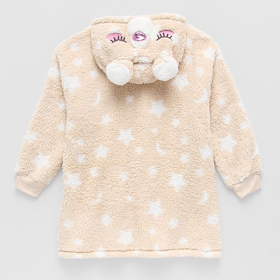 Dream Big Peace Out Lounger Little & Big Kid Girls Plush Long Sleeve Hooded Nightgown