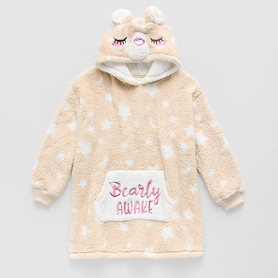 Dream Big Peace Out Lounger Little & Big Kid Girls Plush Long Sleeve Hooded Nightgown