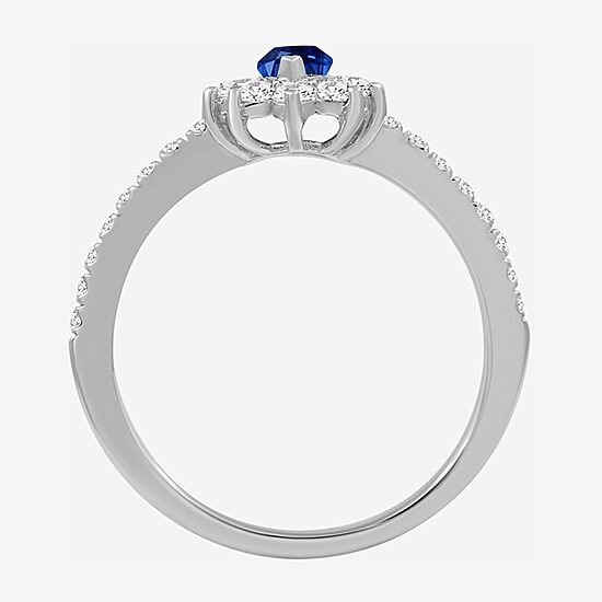Womens 3 1/2 CT. T.W Genuine Blue Sapphire 10K Gold Marquise Halo Cocktail Ring