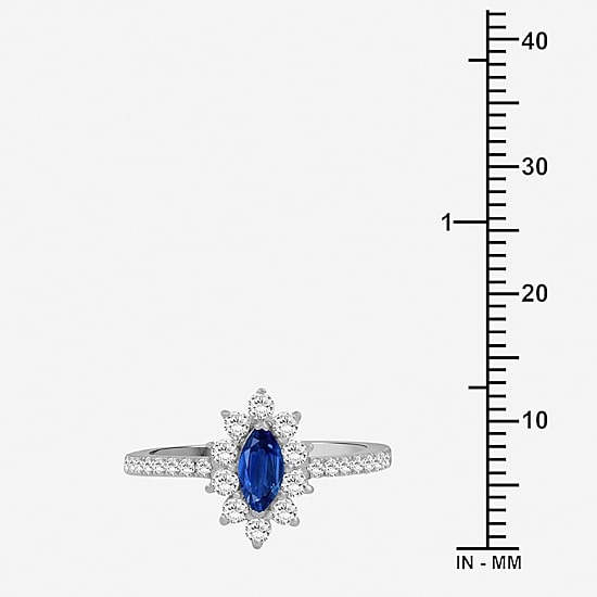 Womens 3 1/2 CT. T.W Genuine Blue Sapphire 10K Gold Marquise Halo Cocktail Ring
