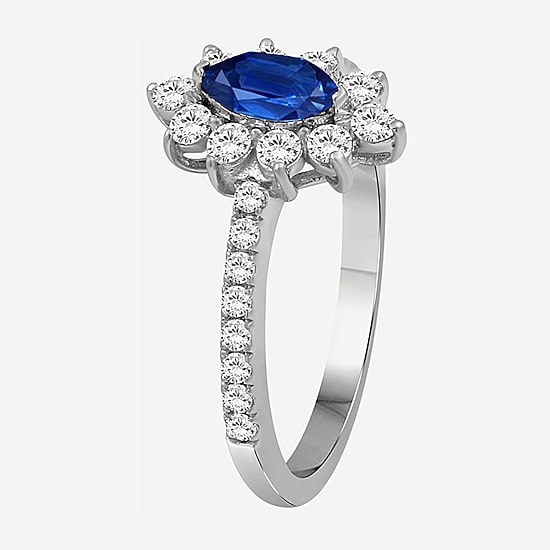 Womens 3 1/2 CT. T.W Genuine Blue Sapphire 10K Gold Marquise Halo Cocktail Ring