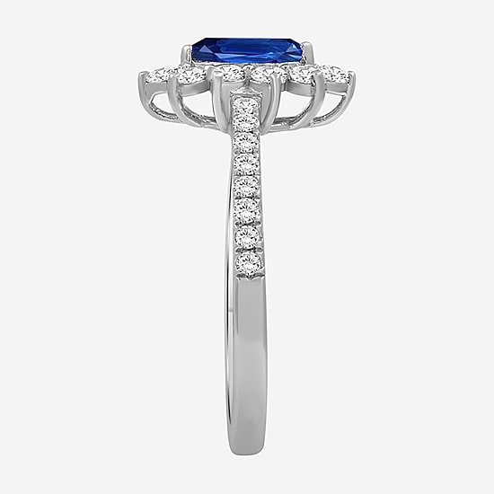 Womens 3 1/2 CT. T.W Genuine Blue Sapphire 10K Gold Marquise Halo Cocktail Ring