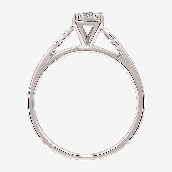 Yes, Please! Womens 1/6 CT. T.W. Lab Grown White Diamond Sterling Silver Round Solitaire Cocktail Ring