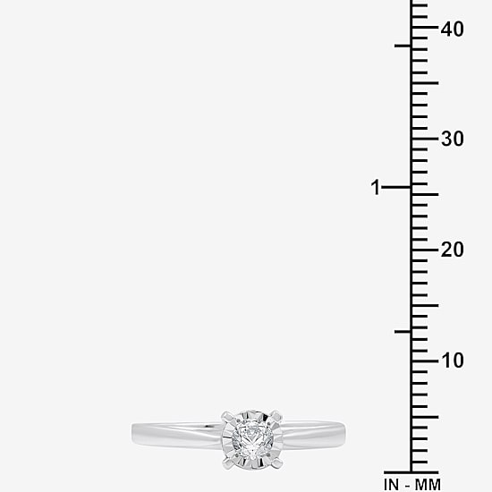 Yes, Please! Womens 1/6 CT. T.W. Lab Grown White Diamond Sterling Silver Round Solitaire Cocktail Ring