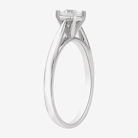 Yes, Please! Womens 1/6 CT. T.W. Lab Grown White Diamond Sterling Silver Round Solitaire Cocktail Ring