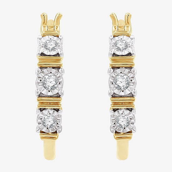 Yes, Please! Womens 1/6 CT. T.W. Lab Grown White Diamond Sterling Silver 20.8mm Hoop Earrings