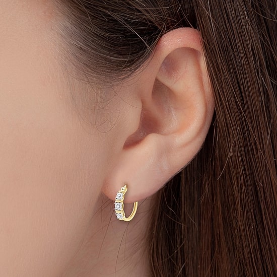 Yes, Please! Womens 1/6 CT. T.W. Lab Grown White Diamond Sterling Silver 20.8mm Hoop Earrings