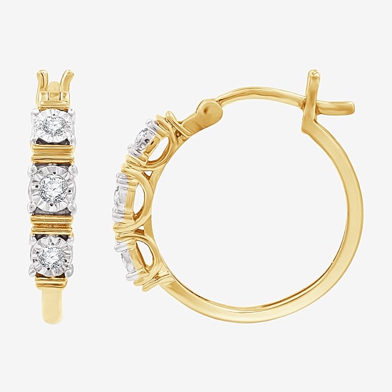 Yes, Please! Womens 1/6 CT. T.W. Lab Grown White Diamond Sterling Silver 20.8mm Hoop Earrings