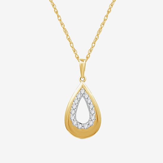 Yes, Please! Womens 1/4 CT. T.W. Lab Grown White Diamond 14K Gold Over Silver Sterling Silver 18 Inch Pendant Necklace