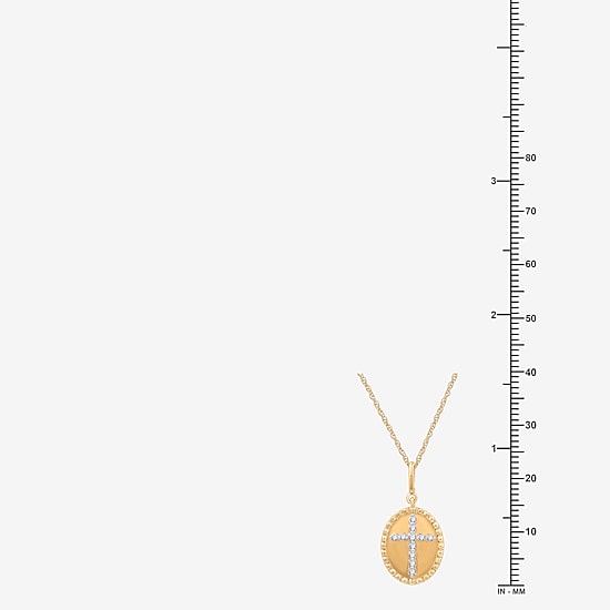 Yes, Please! Womens 1/10 CT. T.W. Lab Grown White Diamond 14K Gold Over Silver Sterling Silver Cross 18 Inch Pendant Necklace