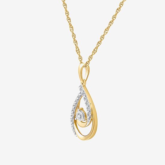 Yes, Please! Womens 1/10 CT. T.W. Lab Grown White Diamond 14K Gold Over Silver Sterling Silver 18 Inch Pendant Necklace
