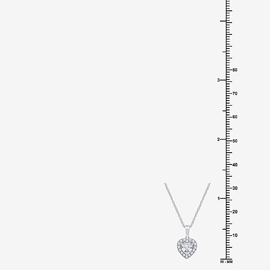 Yes, Please! Womens Lab Created White Sapphire Sterling Silver Heart 18 Inch Pendant Necklace