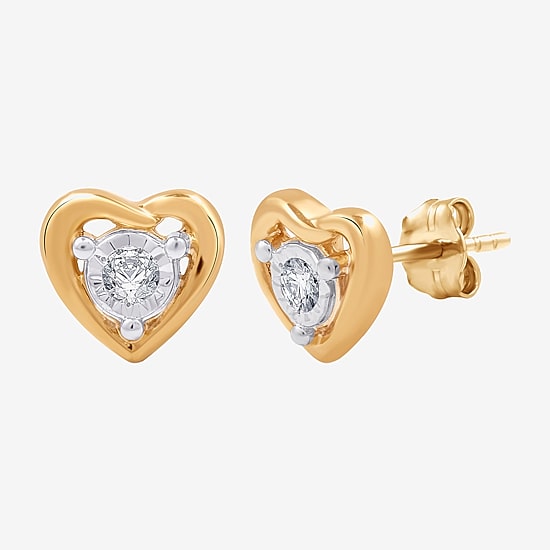 Yes, Please! (G, Si1-Si2) Womens 1/6 CT. T.W. Lab Grown White Diamond 14K Gold Over Silver 2 Pair Jewelry Set