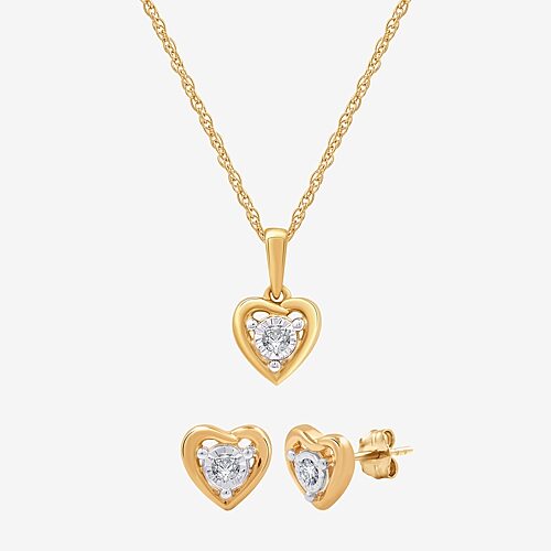 Yes, Please! (G, Si1-Si2) Womens 1/6 CT. T.W. Lab Grown White Diamond 14K Gold Over Silver 2 Pair Jewelry Set, One Size, White
