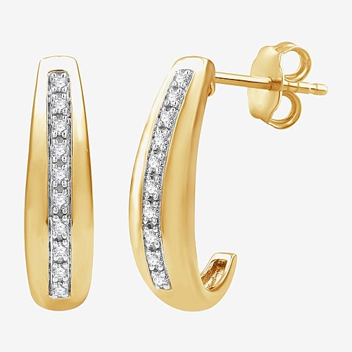 Yes, Please! Womens 1/6 CT. T.W. Lab Grown White Diamond Sterling Silver 20mm Hoop Earrings, One Size, Yellow