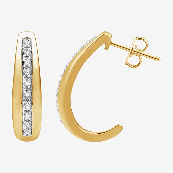 Yes, Please! Womens 1/6 CT. T.W. Lab Grown White Diamond Sterling Silver 20mm Hoop Earrings
