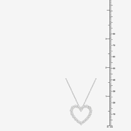 Yes, Please! Womens 1/6 CT. T.W. Lab Grown White Diamond Sterling Silver Heart 18 Inch Pendant Necklace