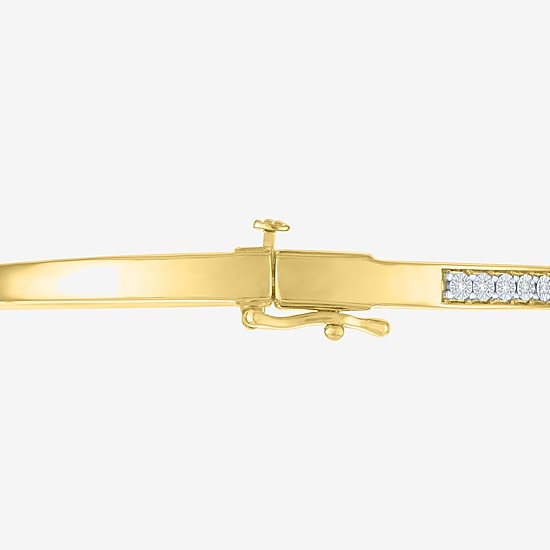 (G-H, Si2-I1) Womens 1/10 CT. T.W. Lab Grown White Diamond Sterling Silver Bangle Bracelet
